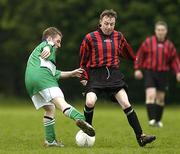 30 April 2005; Gary McIlwaine, Belfast, in action against John Cousins, Cheeverstown. Europe Eurasia Football Week 2005, Men's National Cup Final, Belfast v Cheeverstown, AUL Complex, Clonshaugh, Dublin. Picture credit; Pat Murphy / SPORTSFILE