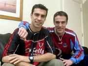 12 September 2003; Damien Lynch, left, Bohemians, relaxes at home with his brother Aidan, Drogheda United. Soccer. Picture credit; David Maher / SPORTSFILE *EDI*