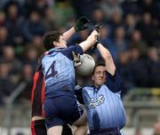 30 April 2005; Mark Davoren, 14 and Kevin Leahy, Dublin, in action against Aidan Downes, Down. Cadbury's All-Ireland U21 Football Semi-Final, Dublin v Down, Pairc Tailteann, Navan, Co. Meath. Picture credit; Matt Browne / SPORTSFILE