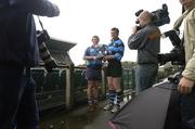 3 May 2005; Shannon captain Tom Hayes with Belfast Harlequins vice-captain Paul McKenzie at a photocall ahead of the AIB League Division 1, 2 and 3 finals. Lansdowne Road, Dublin. Picture credit; Brendan Moran / SPORTSFILE
