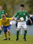 28 April 2005; Donal McDermott, Republic of Ireland, in action against Sebastian Lindroth, Sweden. U16 Friendly International, Republic of Ireland U16 v Sweden U16, Whitehall, Dublin. Picture credit; Brian Lawless / SPORTSFILE