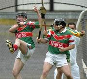 1 May 2005; John Duffy, Mayo, catches the ball ahead of team-mate Deek Walsh and Donegal's Danny Cullen. Allianz National Hurling League, Division 3 Final, Mayo v Donegal, Markievicz Park, Sligo. Picture credit; Damien Eagers / SPORTSFILE