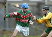 1 May 2005; Paddy Barrett, Mayo, in action against Danny Cullen, Donegal. Allianz National Hurling League, Division 3 Final, Mayo v Donegal, Markievicz Park, Sligo. Picture credit; Damien Eagers / SPORTSFILE