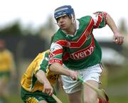 1 May 2005; Pierce Higgins, Mayo, in action against Warren Scanlon, Donegal. Allianz National Hurling League, Division 3 Final, Mayo v Donegal, Markievicz Park, Sligo. Picture credit; Damien Eagers / SPORTSFILE