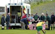 1 May 2005; Mayo player John Duffy is lifted into an anbulance after suffering a neck injury. Allianz National Hurling League, Division 3 Final, Mayo v Donegal, Markievicz Park, Sligo. Picture credit; Damien Eagers / SPORTSFILE