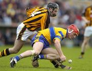 2 May 2005; Brian Lohan, Clare, in action against DJ Carey, Kilkenny. Allianz National Hurling League, Division 1 Final, Clare v Kilkenny, Semple Stadium, Thurles, Co. Tipperary. Picture credit; Brendan Moran / SPORTSFILE