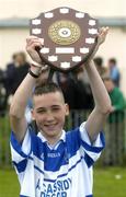 5 May 2005; Mark Lambert, Old Bawn CS captain lifts the shield. Dublin Juvenile Hurling, 'D' Final, Old Bawn CS v Oatlands College, O'Toole Park, Dublin. Picture credit; Damien Eagers / SPORTSFILE