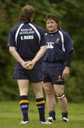 5 May 2005; Leinster's Shane Byrne in conversation with Denis Hickie, left, during squad training. UCD, Belfield, Dublin. Picture credit; Pat Murphy / SPORTSFILE