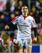 18 January 2014; Ruan Pienaar, Ulster, celebrates at the final whistle. Heineken Cup 2013/14, Pool 5, Round 6, Leicester Tigers v Ulster, Welford Road, Leicester, England. Picture credit: Oliver McVeigh / SPORTSFILE
