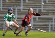 15 May 2005; Martin Coulter, Down, in action against Eamon Phelan, London. Guinness Ulster Senior Hurling Championship, Down v London, Casement Park, Belfast. Picture credit; Brian Lawless / SPORTSFILE