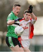 22 January 2014; Ian O'Callaghan, Coláiste Chríost Rí, in action against Marc Ó Conchúir, Pobalscoil Chorca Dhuibhne. Corn Uí Mhuiri Quarter-Final, Pobalscoil Chorca Dhuibhne, Dingle v Coláiste Chríost Rí, Cork. Dr. Crokes GAA Club, Killarney, Co. Kerry. Picture credit: Diarmuid Greene / SPORTSFILE