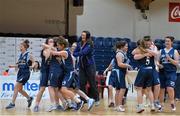 23 January 2014; Gallen CS Ferbane players celebrate at the end of the match. All-Ireland Schools Cup U16C Girls Final, Gallen CS Ferbane, Co. Offaly v St Josephs Charlestown, Co. Mayo, National Basketball Arena, Tallaght, Co. Dublin. Picture credit: Ramsey Cardy / SPORTSFILE