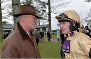 23 January 2014; Trainer Willie Mullins and jockey Paul Townend after winning the Goffs Thyestes Handicap Steeplechase with On His Own. Gowran Park, Gowran, Co. Kilkenny. Picture credit: Matt Browne / SPORTSFILE