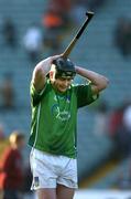 21 May 2005; A dejected TJ Ryan, Limerick, after the final whistle. Guinness Munster Senior Hurling Championship Quarter-Final Replay, Limerick v Tipperary, Gaelic Grounds, Limerick. Picture credit; Brendan Moran / SPORTSFILE