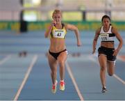 26 January 2014; Sarah Lavin, U.C.D. A.C., on her way to finishing second in the Women's U23 60m at the  Woodie’s DIY Junior & U23 Championships of Ireland. Athlone Institute of Technology Arena, Athlone, Co. Westmeath. Photo by Sportsfile