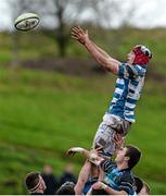 28 January 2014; Sean O'Connor, Rockwell, wins possession in a lineout ahead of Ronan Murphy, Castletroy. SEAT Munster Schools Senior Cup, 1st Round, Rockwell College v Castletroy College, Clanwilliam Park, Tipperary Town. Picture credit: Diarmuid Greene / SPORTSFILE