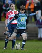 28 January 2014; Conor Linehan, Castletroy, kicks a conversion. SEAT Munster Schools Senior Cup, 1st Round, Rockwell College v Castletroy College, Clanwilliam Park, Tipperary Town. Picture credit: Diarmuid Greene / SPORTSFILE