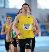 2 February 2014; Mark English, UCD AC, 239, on his way to setting a new Irish indoor record of 1:46.82s during the Men's 800m at the Woodie’s DIY AAI Open Indoor Games. Athlone Institute of Technology Arena, Athlone, Co. Westmeath. Picture credit: Pat Murphy / SPORTSFILE