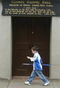 5 June 2005; A Monaghan supporter walks past the Clones Gospel Hall. Bank of Ireland Ulster Senior Football Championship, Monaghan v Derry, St. Tighernach's Park, Clones, Co. Monaghan. Picture credit; Damien Eagers / SPORTSFILE