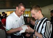 6 June 2005; Shay Given, Republic of Ireland, signs his autograph for a local supporter on his arrival at Vagar Airport, Faroe Islands, in advance of the Faroe Islands v Republic of Ireland game. Vagar Airport, Faroe Islands. Picture credit; David Maher / SPORTSFILE