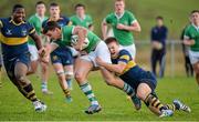 5 February 2014; Andy Marks, Gonzaga College, is tackled by Will Potterton, The Kings Hospital School. Beauchamps Leinster Schools Senior Cup, 1st Round, Gonzaga College v The Kings Hospital School, Balbriggan RFC, Balbriggan, Co. Dublin. Picture credit: Matt Browne / SPORTSFILE