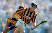 10 August 1997; Peter Barry of Kilkenny in action against P.J. O'Connell of Clare during the GAA All-Ireland Senior Hurling Championship Semi-Final match between Clare and Kilkenny at Croke Park in Dublin. Photo by Ray McManus/Sportsfile