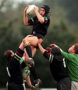27 March 1999; Kenny Wheelock of De La Salle Palmerstown wins a lineout during the AIB All-Ireland League Division 2 match between De La Salle Palmerstown RFC v City of Derry RFC at Kirwan Park in Kiltiernan, Dublin. Photo by Ray McManus/Sportsfile