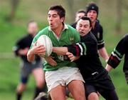 27 March 1999; Mike Tamati of City of Derry is tackled by Niall O'Riordan of De La Salle Palmerstown during the AIB All-Ireland League Division 2 match between De La Salle Palmerstown RFC v City of Derry RFC at Kirwan Park in Kiltiernan, Dublin. Photo by Ray McManus/Sportsfile