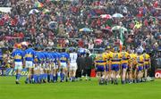 5 June 2005; The Clare and Tipperary teams during the pre-match parade. Guinness Munster Senior Hurling Championship Semi-Final, Clare v Tipperary, Gaelic Grounds, Limerick. Picture credit; Kieran Clancy / SPORTSFILE