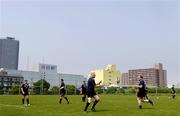 14 June 2005; Hookers Bernard Jackman, centre, and Frankie Sheahan pass the ball between them during training. Ireland rugby squad training, Tatsumi No Mori Rugby training facility, Tokyo, Japan. Picture credit; Brendan Moran / SPORTSFILE