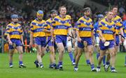 5 June 2005; Clare players, from left, Andrew Quinn, Niall Gilligan, Tony Carmody, Barry Nugent, Tony Griffin, Colin Lynch, and Diarmuid McMahon during the pre-match parade. Guinness Munster Senior Hurling Championship Semi-Final, Clare v Tipperary, Gaelic Grounds, Limerick. Picture credit; Kieran Clancy / SPORTSFILE