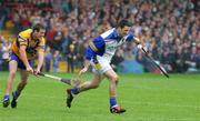 5 June 2005; Tipperary goalkeeper Brendan Cummins in action against Brian O'Connell, Clare. Guinness Munster Senior Hurling Championship Semi-Final, Clare v Tipperary, Gaelic Grounds, Limerick. Picture credit; Kieran Clancy / SPORTSFILE