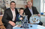 7 February 2014; The RBS 6 Nations and Triple Crown Trophies visited Temple Street Children’s Hospital yesterday, as part of the Ulster Bank Trophy Tour, which is travelling across the country this week to celebrate their sponsorship of the championship. Pictured at Temple Street Children’s Hospital were Ulster Bank rugby ambassador Alan Quinlan, former Ireland, Munster and Lions star John Hayes with Liam Joy aged 11, from Glenbeigh, Co.Kerry. Now in its fourth year as Official Community Partner to the IRFU, Ulster Bank continues to show their dedication to grassroots rugby through their sponsorship of the Ulster Bank League, the introduction of the Ulster Bank League Awards and the return of their successful club initiative, ‘Ulster Bank RugbyForce’ – which is now open for entries to rugby clubs, across the island of Ireland, via Ulster Bank’s dedicated rugby website www.ulsterbank.com/rugby. Ulster Bank RugbyForce provides rugby clubs with the opportunity to win support packages to renovate their club and upgrade their facilities. This year, one club will receive a top prize of €10,000, as well as a special training session with an IRFU coach and two Irish rugby stars. Four additional rugby clubs, one from each province, will each receive €5,000. Rugby clubs have until Friday, 11th April to enter the initiative. Temple Street Children’s Hospital, Temple Street, Dublin. Picture credit: Barry Cregg / SPORTSFILE