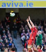 8 February 2014; Paul O'Connell, Ireland, in action against Alun Wyn Jones, Wales. RBS Six Nations Rugby Championship, Ireland v Wales, Aviva Stadium, Lansdowne Road, Dublin. Picture credit: Matt Browne / SPORTSFILE