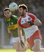 9 February 2014; Mark Lynch, Derry, in action against Brian McGuire, Kerry. Allianz Football League, Division 1, Round 2, Kerry v Derry, Fitzgerald Stadium, Killarney, Co. Kerry. Picture credit: Diarmuid Greene / SPORTSFILE