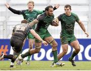 9 February 2014; George Naoupu, Connacht, is tackled by Tyrone Holmes, Glasgow Warriors. Celtic League 2013/14 Round 13, Glasgow Warriors v Connacht, Scotstoun Stadium, Glasgow, Scotland. Picture credit: Rob Hardie / SPORTSFILE