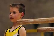 17 June 2005; Special Olympics Athlete Luke McClean, from Raheny, prepares to mount the parallel bars during the gymnastics events. Special Olympics Ireland Leinster / Eastern Regional Games 2005, UCD, Belfield, Dublin. Picture credit; Brian Lawless / SPORTSFILE