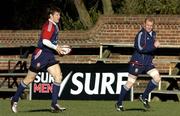 22 June 2005; Flankers Simon Easterby, left, and Martyn Williams in action during squad training. British and Irish Lions squad training, Christ College, Christchurch, New Zealand. Picture credit; Brendan Moran / SPORTSFILE