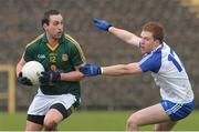 9 February 2014; Kieran Duffy, Monaghan, in action against Padraic Keenan, Meath. Allianz Football League Division 2 Round 2, Monaghan v Meath, St Tiernach's Park, Clones, Co. Monaghan. Picture credit: Philip Fitzpatrick / SPORTSFILE