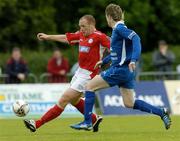 24 June 2005; Glen Crowe, Shelbourne, in action against Steve Yelverton, Waterford United. eircom League, Premier Division, Waterford United v Shelbourne, Waterford RSC, Waterford. Picture credit; Matt Browne / SPORTSFILE