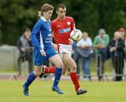 24 June 2005; Steve Yelverton, Waterford United, in action against Ollie Cahill, Shelbourne. eircom League, Premier Division, Waterford United v Shelbourne, Waterford RSC, Waterford. Picture credit; Matt Browne / SPORTSFILE