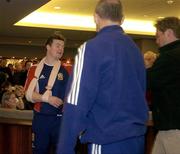 30 June 2005; Prince William with members of the British and Irish Lions squad Brian O'Driscoll, left, and Sir Clive Woodward, centre. Intercontinental Hotel, Wellington, New Zealand. Picture credit; Brendan Moran / SPORTSFILE