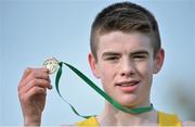 12 February 2014; Paddy Maher, Dunshaughlin CC, Co. Meath, after winning the Junior Boy's race in the Aviva Leinster Schools Cross Country Championships. Santry Demesne, Santry, Co. Dublin. Picture credit: Ramsey Cardy / SPORTSFILE