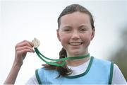 12 February 2014; Jodie McCann, Rathdown, Co. Dublin, after winning the Junior Girls race in the Aviva Leinster Schools Cross Country Championships. Santry Demesne, Santry, Co. Dublin. Picture credit: Ramsey Cardy / SPORTSFILE