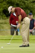 1 July 2005; Trevor Immelman, South Africa, watches his putt on the 2nd green during the second round of the Smurfit European Open. K Club, Straffan, Co. Kildare. Picture credit; Matt Browne / SPORTSFILE
