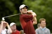 1 July 2005; Trevor Immelman, South Africa, watches his tee shot from the 3rd tee box during the second round of the Smurfit European Open. K Club, Straffan, Co. Kildare. Picture credit; Matt Browne / SPORTSFILE