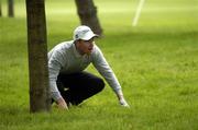 2 July 2005; Brett Romford, Australia, checks his line on the 1st fairway during the third round of the Smurfit European Open. K Club, Straffan, Co. Kildare. Picture credit; Damien Eagers / SPORTSFILE