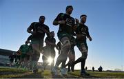 15 February 2014; Connacht players leave the field after warming up. Celtic League 2013/14, Round 14, Connacht v Edinburgh, Sportsground, Galway. Picture credit: Ramsey Cardy / SPORTSFILE