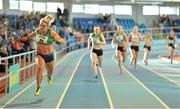 16 February 2014; Kelly Proper, Ferrybank AC, on her way to winning the Women's 200m. Woodie’s DIY National Senior Indoor Track and Field Championships, Athlone Institute of Technology International Arena, Athlone, Co. Westmeath. Picture credit: Brendan Moran / SPORTSFILE