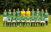 3 July 2005; The Republic of Ireland Senior Women squad, front row, left to right, Edel Malone, Michele O'Brien, Denise Thomas, Ciara Grant, Sonya Hughes, Emma Griffin, Laura Hislop, Clare Scanlan, back row, left to right, Kacey O'Driscoll, Marie Curtin, Yvonne Tracy, Carmel Kissane, Janine Pepper, Emma Byrne, Sharon Boyle, Dolores Deasley, Marie Gallagher, Elaine O'Connor. AUL Complex, Clonshaugh, Dublin. Picture credit; Brian Lawless / SPORTSFILE